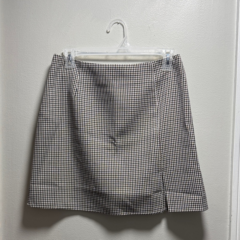 Classic Brown and White Checkered Skirt